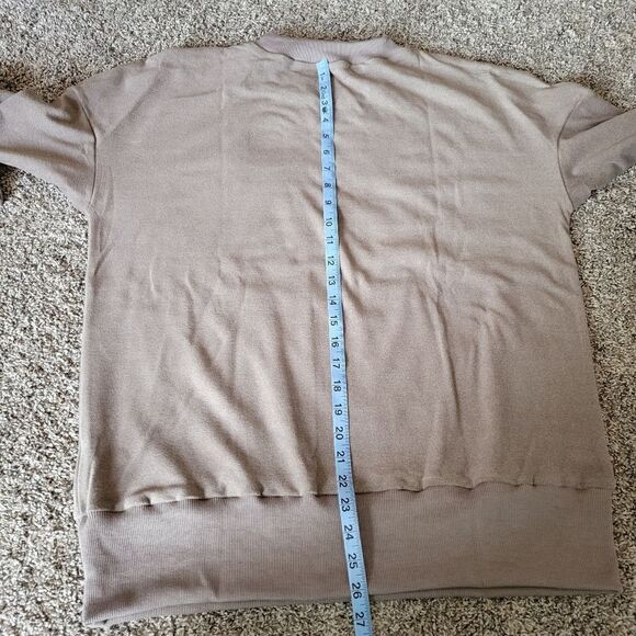 Women's Brown Round Neck Long Sleeve Dropped Shoulder Pullover Sweatshirt, Med - Picture 10 of 12